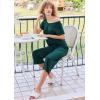 Ekouaer Pajamas for Women Set Short Sleeve Pj Sets Pullover Tops & Capri Pants 2 Piece Sleepwear Loungewear S-XXL(Lake Green)