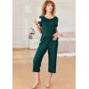 Ekouaer Pajamas for Women Set Short Sleeve Pj Sets Pullover Tops & Capri Pants 2 Piece Sleepwear Loungewear S-XXL(Lake Green)