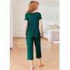 Ekouaer Pajamas for Women Set Short Sleeve Pj Sets Pullover Tops & Capri Pants 2 Piece Sleepwear Loungewear S-XXL(Lake Green)