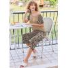 Ekouaer Pajamas for Women Set Short Sleeve Pj Sets Pullover Tops & Capri Pants 2 Piece Sleepwear Loungewear S-XXL(Leopard)