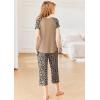 Ekouaer Pajamas for Women Set Short Sleeve Pj Sets Pullover Tops & Capri Pants 2 Piece Sleepwear Loungewear S-XXL(Leopard)