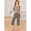Ekouaer Pajamas for Women Set Short Sleeve Pj Sets Pullover Tops & Capri Pants 2 Piece Sleepwear Loungewear S-XXL(Leopard)