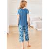 Ekouaer Pajamas for Women Set Short Sleeve Pj Sets Pullover Tops & Capri Pants 2 Piece Sleepwear Loungewear S-XXL(Letter Print)