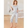 Ekouaer Pajamas for Women Set Short Sleeve Pj Sets Pullover Tops & Capri Pants 2 Piece Sleepwear Loungewear S-XXL(Light Grey-star)