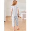 Ekouaer Pajamas for Women Set Short Sleeve Pj Sets Pullover Tops & Capri Pants 2 Piece Sleepwear Loungewear S-XXL(Light Grey-star)