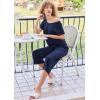 Ekouaer Pajamas for Women Set Short Sleeve Pj Sets Pullover Tops & Capri Pants 2 Piece Sleepwear Loungewear S-XXL(Navy Blue)