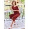 Ekouaer Pajamas for Women Set Short Sleeve Pj Sets Pullover Tops & Capri Pants 2 Piece Sleepwear Loungewear S-XXL(Wine Red)