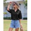 Ekouaer Pajamas for Women Waffle Knit Lounge Set Button Down Loungewear Soft Short Sleeve Pjs Shorts Set S-XXL(Black)