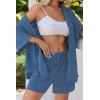 Ekouaer Pajamas for Women Waffle Knit Lounge Set Button Down Loungewear Soft Short Sleeve Pjs Shorts Set S-XXL(Blue)