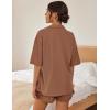 Ekouaer Pajamas for Women Waffle Knit Lounge Set Button Down Loungewear Soft Short Sleeve Pjs Shorts Set S-XXL(Brown)