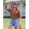 Ekouaer Pajamas for Women Waffle Knit Lounge Set Button Down Loungewear Soft Short Sleeve Pjs Shorts Set S-XXL(Brown)
