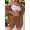 Ekouaer Pajamas for Women Waffle Knit Lounge Set Button Down Loungewear Soft Short Sleeve Pjs Shorts Set S-XXL(Brown)