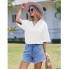 Ekouaer Pajamas for Women Waffle Knit Lounge Set Button Down Loungewear Soft Short Sleeve Pjs Shorts Set S-XXL(White)