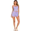 Ekouaer Rib Knit Pajamas Set for Women 3 Piece Lounge Sets Soft Cami and Shorts Pjs with Cardigan Loungewear S-XXL(Purple-2)