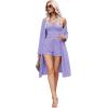 Ekouaer Rib Knit Pajamas Set for Women 3 Piece Lounge Sets Soft Cami and Shorts Pjs with Cardigan Loungewear S-XXL(Purple-2)
