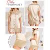 Ekouaer Silk Pajamas Set for Women Button Down 2 Piece Stain Pjs Shorts Set Soft Sleepwear Short Sleeve Loungewear S-XXL(Champagne)