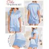 Ekouaer Silk Pajamas Set for Women Button Down 2 Piece Stain Pjs Shorts Set Soft Sleepwear Short Sleeve Loungewear S-XXL(Light Blue)