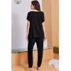 Ekouaer Viscose from Bamboo Women’s Pajama Sets Super Soft Short Sleeve Button Top and Pants Pj Sleepwear Sets S-XXL(Black)