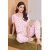 Ekouaer Viscose from Bamboo Women’s Pajama Sets Super Soft Short Sleeve Button Top and Pants Pj Sleepwear Sets S-XXL(Cherry)