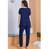 Ekouaer Viscose from Bamboo Women’s Pajama Sets Super Soft Short Sleeve Button Top and Pants Pj Sleepwear Sets S-XXL(Deep Blue)