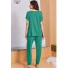 Ekouaer Viscose from Bamboo Women’s Pajama Sets Super Soft Short Sleeve Button Top and Pants Pj Sleepwear Sets S-XXL(Green)