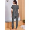 Ekouaer Viscose from Bamboo Women’s Pajama Sets Super Soft Short Sleeve Button Top and Pants Pj Sleepwear Sets S-XXL(Grey)