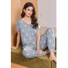 Ekouaer Viscose from Bamboo Women’s Pajama Sets Super Soft Short Sleeve Button Top and Pants Pj Sleepwear Sets S-XXL(Grey Star)