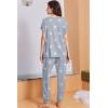 Ekouaer Viscose from Bamboo Women’s Pajama Sets Super Soft Short Sleeve Button Top and Pants Pj Sleepwear Sets S-XXL(Grey Star)