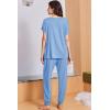 Ekouaer Viscose from Bamboo Women’s Pajama Sets Super Soft Short Sleeve Button Top and Pants Pj Sleepwear Sets S-XXL(Light Blue)