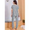 Ekouaer Viscose from Bamboo Women’s Pajama Sets Super Soft Short Sleeve Button Top and Pants Pj Sleepwear Sets S-XXL(Light Grey)