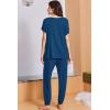 Ekouaer Viscose from Bamboo Women’s Pajama Sets Super Soft Short Sleeve Button Top and Pants Pj Sleepwear Sets S-XXL(Navy Blue)