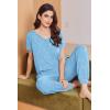 Ekouaer Viscose from Bamboo Women’s Pajama Sets Super Soft Short Sleeve Button Top and Pants Pj Sleepwear Sets S-XXL(Ocean Blue)