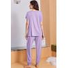 Ekouaer Viscose from Bamboo Women’s Pajama Sets Super Soft Short Sleeve Button Top and Pants Pj Sleepwear Sets S-XXL(Purple)