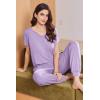Ekouaer Viscose from Bamboo Women’s Pajama Sets Super Soft Short Sleeve Button Top and Pants Pj Sleepwear Sets S-XXL(Purple)