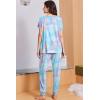 Ekouaer Viscose from Bamboo Women’s Pajama Sets Super Soft Short Sleeve Button Top and Pants Pj Sleepwear Sets S-XXL(Tie Dye Blue and Purple)