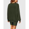 Ekouaer Women 2 Pieces Outfit Sweatsuit Matching Lounge Set Long Sleeve Sweatshirt Shorts Comfy Loungewear Pajamas Fall Clothes Dark Green M