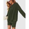 Ekouaer Women 2 Pieces Outfit Sweatsuit Matching Lounge Set Long Sleeve Sweatshirt Shorts Comfy Loungewear Pajamas Fall Clothes Dark Green M