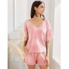 Ekouaer Women Pajama Sets Waffle Knit Lounge Sets Short Sleeves Crop Top 2 Piece Pj Shorts Set