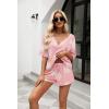 Ekouaer Women Pajama Sets Waffle Knit Lounge Sets Short Sleeves Crop Top 2 Piece Pj Shorts Set