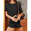 Ekouaer Women’s 2 Piece Lounge Sets Ribbed Knit Matching Outfits T-shirt and Shorts Sets Loungewear Casual Pajamas