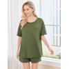Ekouaer Women’s 2 Piece Pajama Sets Short Sleeve Lounge Sets Soft Round Neck Top and Shorts Sleepwear(Army Green)
