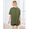 Ekouaer Women’s 2 Piece Pajama Sets Short Sleeve Lounge Sets Soft Round Neck Top and Shorts Sleepwear(Army Green)