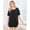 Ekouaer Women’s 2 Piece Pajama Sets Short Sleeve Lounge Sets Soft Round Neck Top and Shorts Sleepwear(Black)