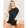 Ekouaer Women’s 2 Piece Pajama Sets Short Sleeve Lounge Sets Soft Round Neck Top and Shorts Sleepwear(Black)