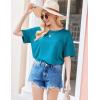 Ekouaer Women’s 2 Piece Pajama Sets Short Sleeve Lounge Sets Soft Round Neck Top and Shorts Sleepwear(Blue Green)