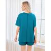 Ekouaer Women’s 2 Piece Pajama Sets Short Sleeve Lounge Sets Soft Round Neck Top and Shorts Sleepwear(Blue Green)