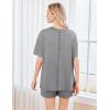 Ekouaer Women’s 2 Piece Pajama Sets Short Sleeve Lounge Sets Soft Round Neck Top and Shorts Sleepwear(Grey)