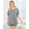 Ekouaer Women’s 2 Piece Pajama Sets Short Sleeve Lounge Sets Soft Round Neck Top and Shorts Sleepwear(Grey)