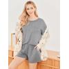 Ekouaer Women’s 2 Piece Pajama Sets Short Sleeve Lounge Sets Soft Round Neck Top and Shorts Sleepwear(Grey)