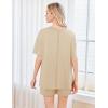 Ekouaer Women’s 2 Piece Pajama Sets Short Sleeve Lounge Sets Soft Round Neck Top and Shorts Sleepwear(Light Brown)